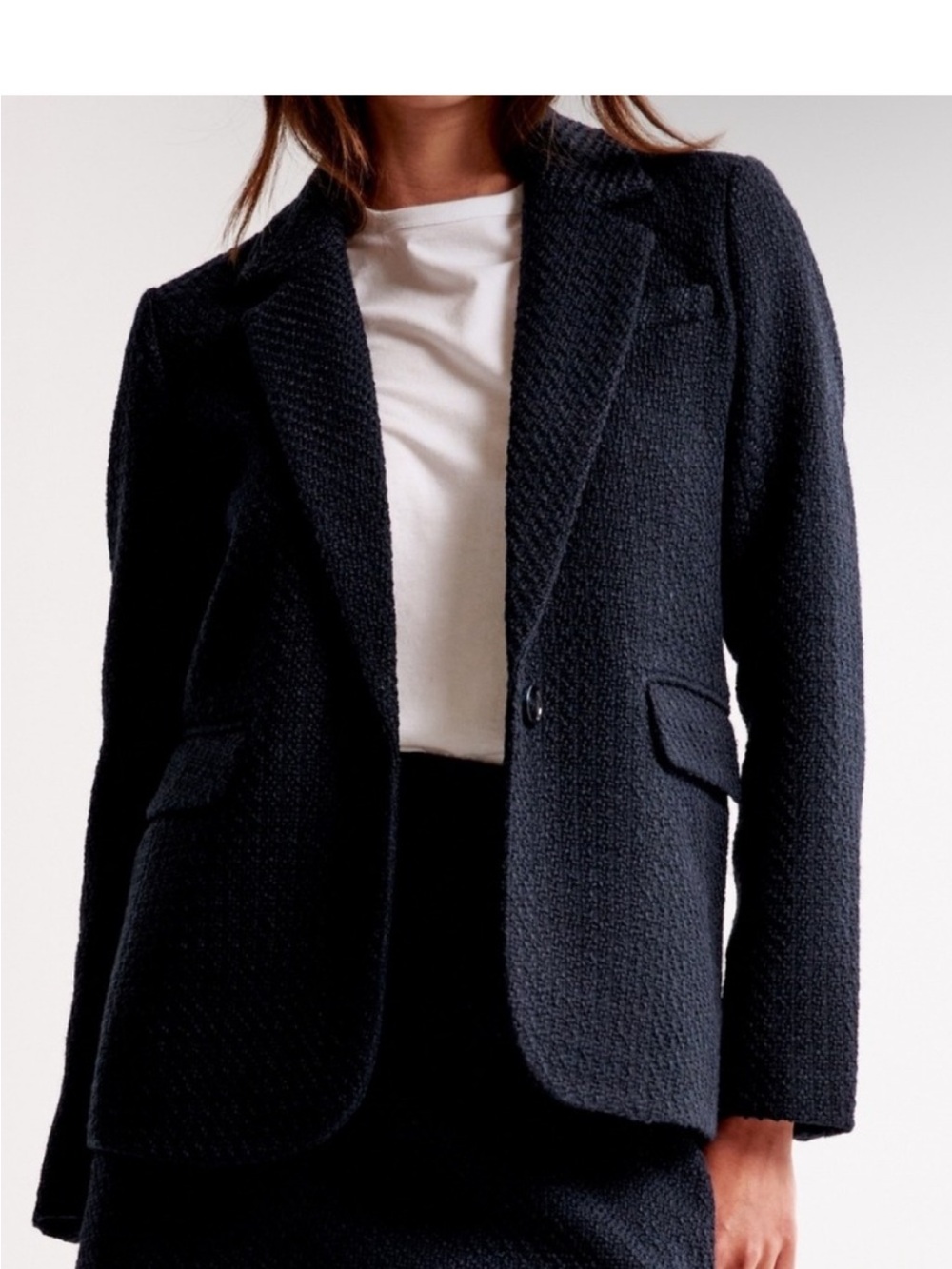 Abercrombie & Fitch Dark Navy Tweed Coat